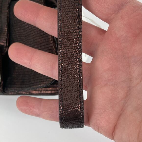 Adrienne Vittandini Bronze Metallic Fabric Evening Bag Clutch New - Picture 5 of 16